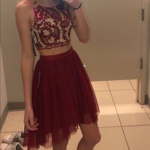 Red 2 piece hoco dress